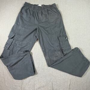 C&C California Women Medium Gray Straight Leg Cargo Pants Utility Casual Style